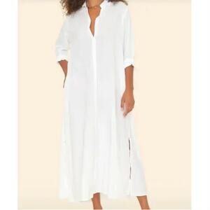 Xirena Dress Medium Boden Gauze Shirt White Cotton Maxi Boho Chic Minimalist